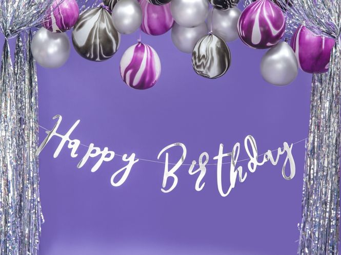 Hovedbilde Happy Birthday Sølv Banner 62cm