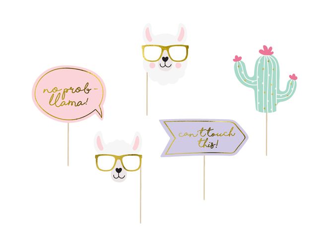 Hovedbilde Lama Party Photo Props 5-pk