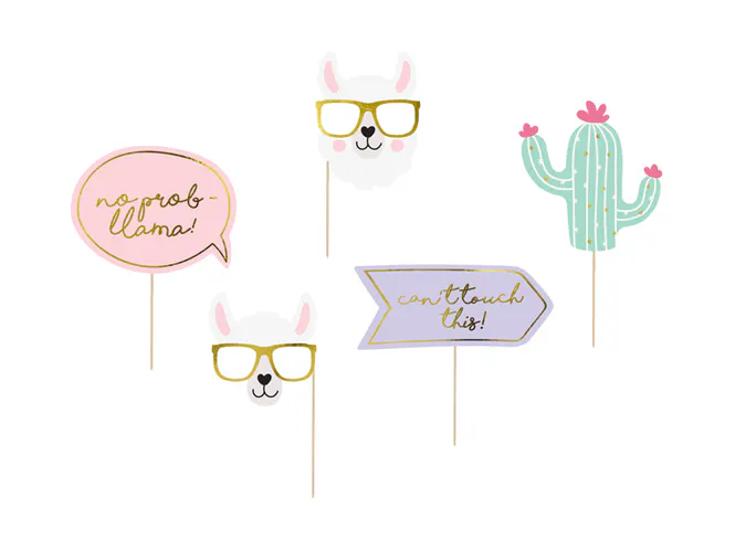 Hovedbilde Lama Party Photo Props 5-pk