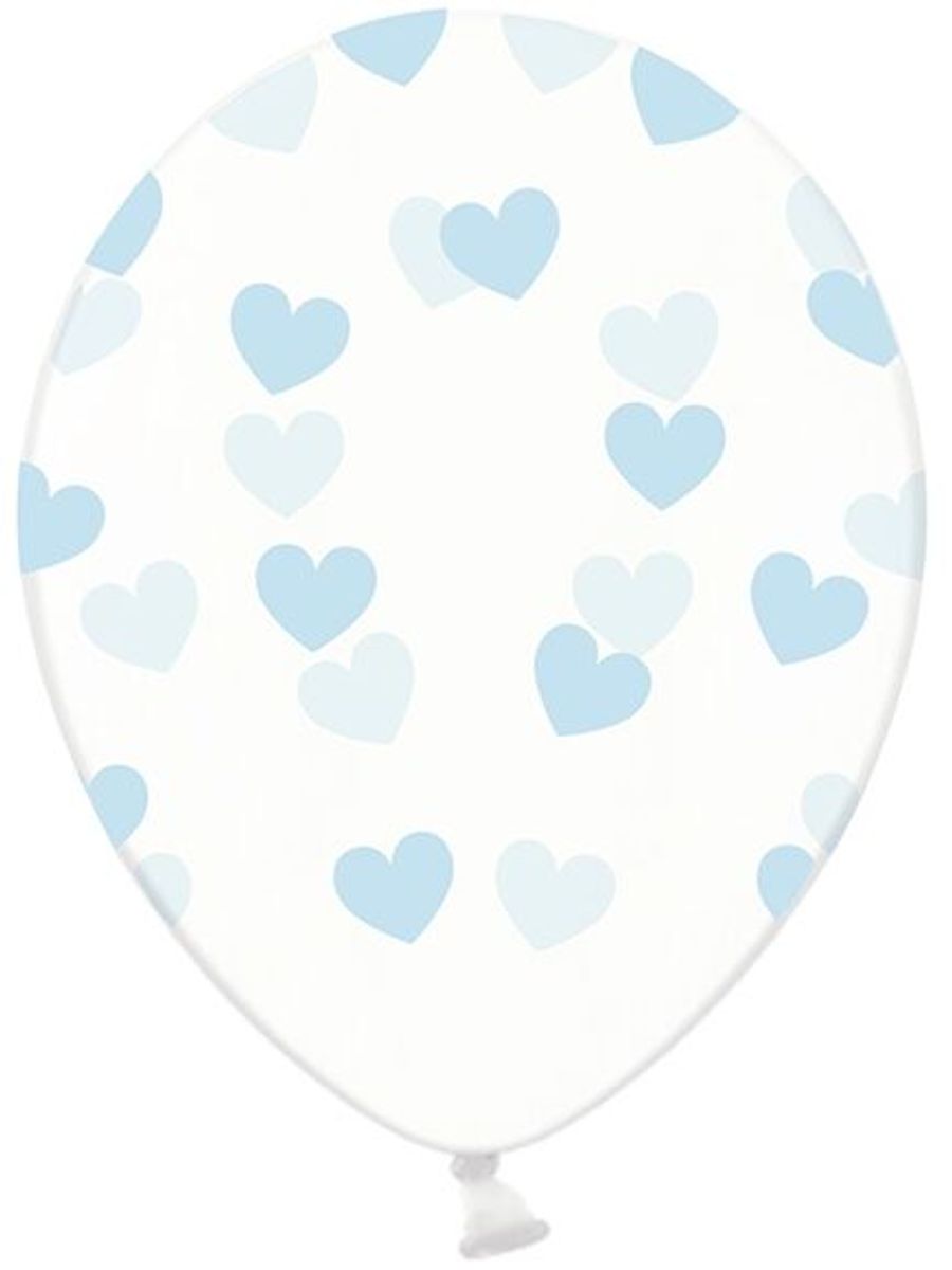 Ballonger Hjerter Klar/Lysblå 6-pk
