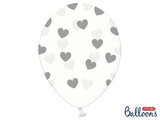 Hovedbilde Ballonger Hjerter Klar/Sølv 6-pk