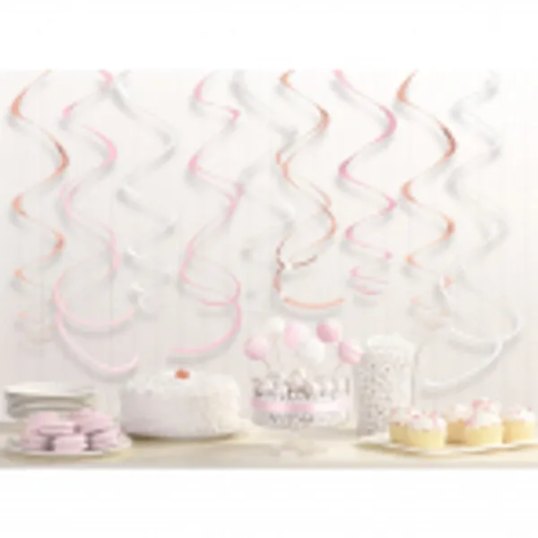 Hovedbilde Hengende Swirls Pynt Rosegull Blush 12-pk