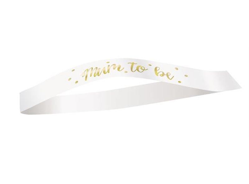 Babyshower MumTo Be Sash Hvit og Gull