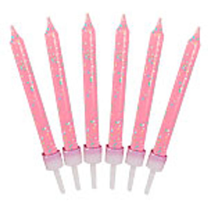 Hovedbilde Kakelys Glitter Rosa 12-pk