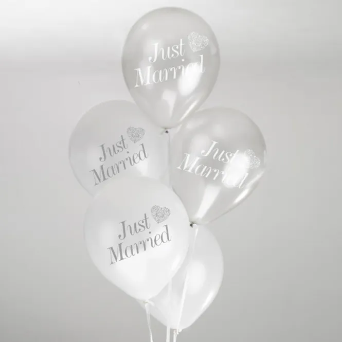Hovedbilde Ballonger Just Married Vintage Romance Hvit/Sølv ...