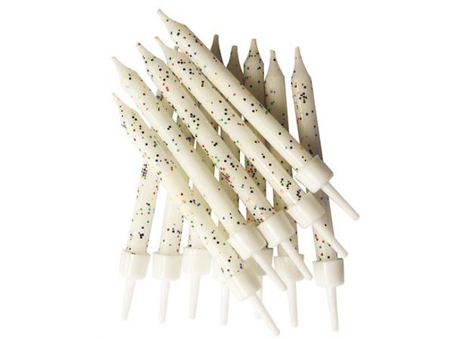 Hovedbilde Kakelys Glitter hvit 12-pk