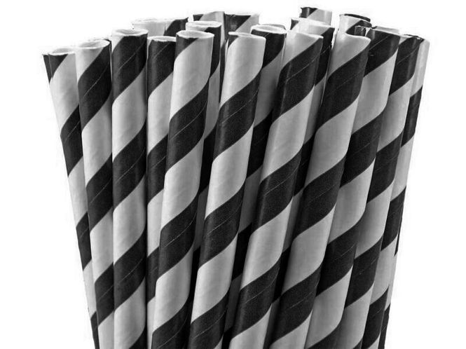 Hovedbilde Papirsugerør Stripet Sort 10-pk