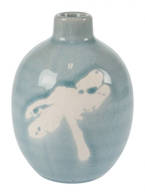 Hovedbilde Vase Lyseblå m/Øyenstikker 10x14cm
