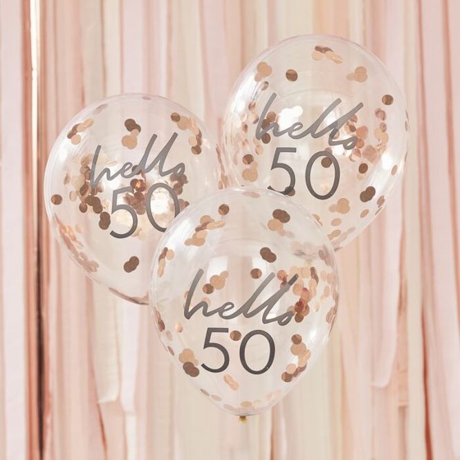 Hovedbilde Ballonger 50 år Klar Med Confetti 5-pk