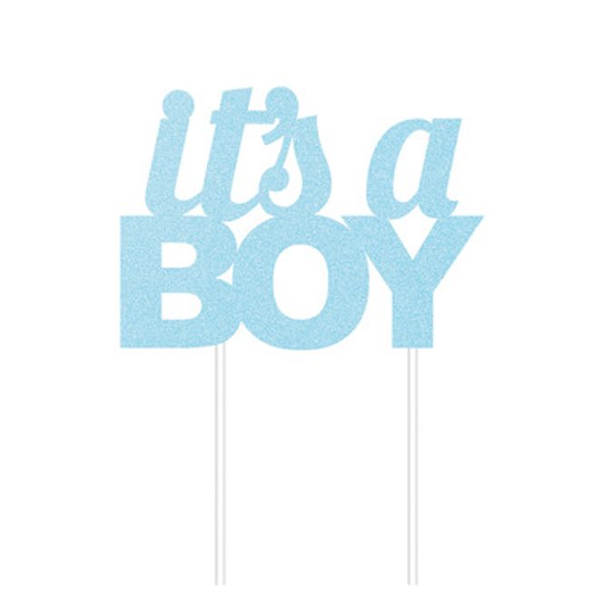 Hovedbilde Kaketopp Its a Boy Glitter Lyseblå