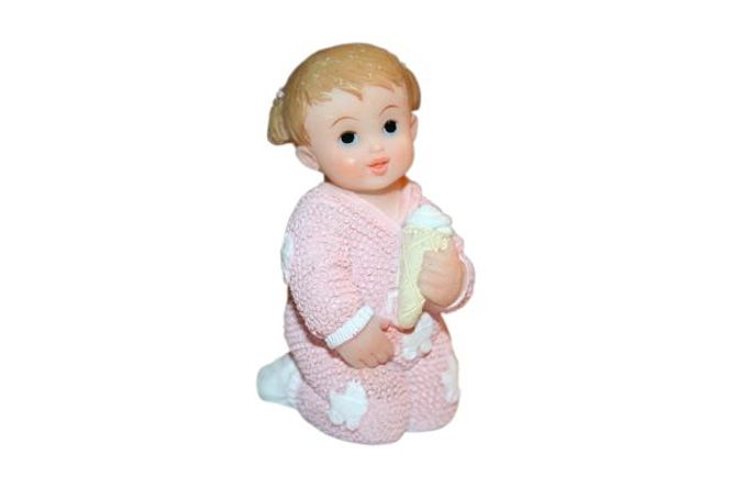 Hovedbilde Babyfigur sittende på kne med iskrem rosa 5cm
