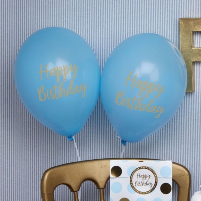 Hovedbilde Ballonger Happy Birthday Blå 8-pk