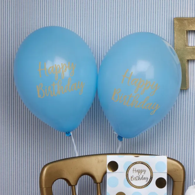 Hovedbilde Ballonger Happy Birthday Blå 8-pk