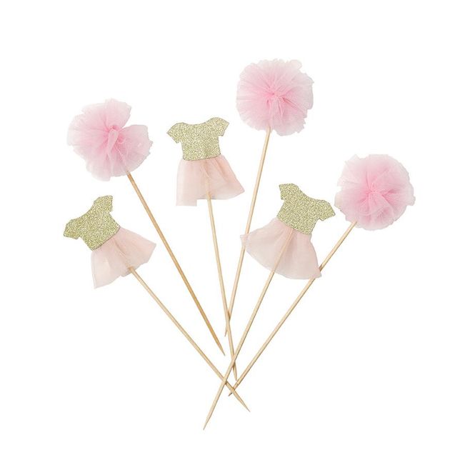 Hovedbilde Kaketopp Rosa Kjole Glitter 6pk
