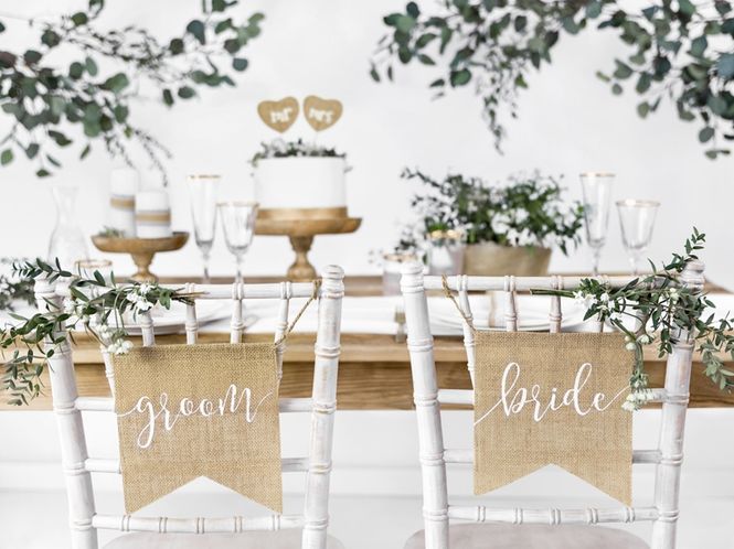 Hovedbilde Chair Signs Bride Groom Jute Natur