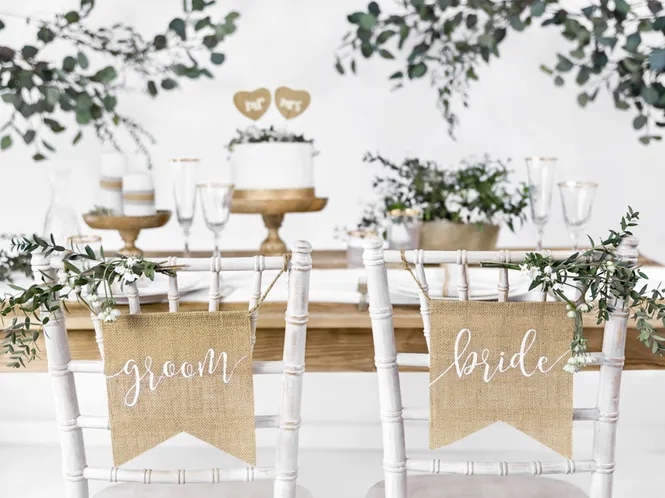 Hovedbilde Chair Signs Bride Groom Jute Natur