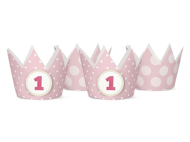 Hovedbilde Bursdagskrone 1 år Rosa 4-pk