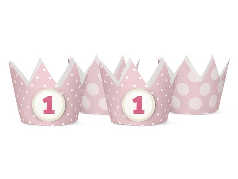 Bursdagskrone 1 år Rosa 4-pk