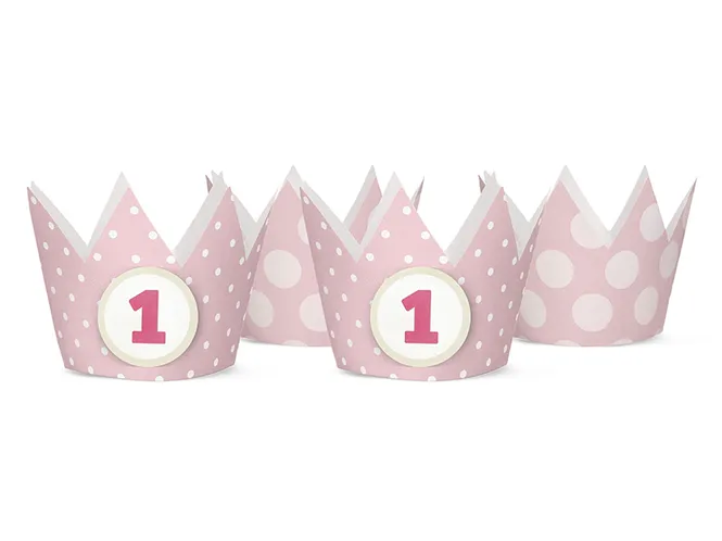 Hovedbilde Bursdagskrone 1 år Rosa 4-pk
