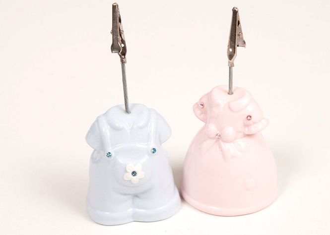 Hovedbilde Bordkortholder Baby Rosa og Babyblå