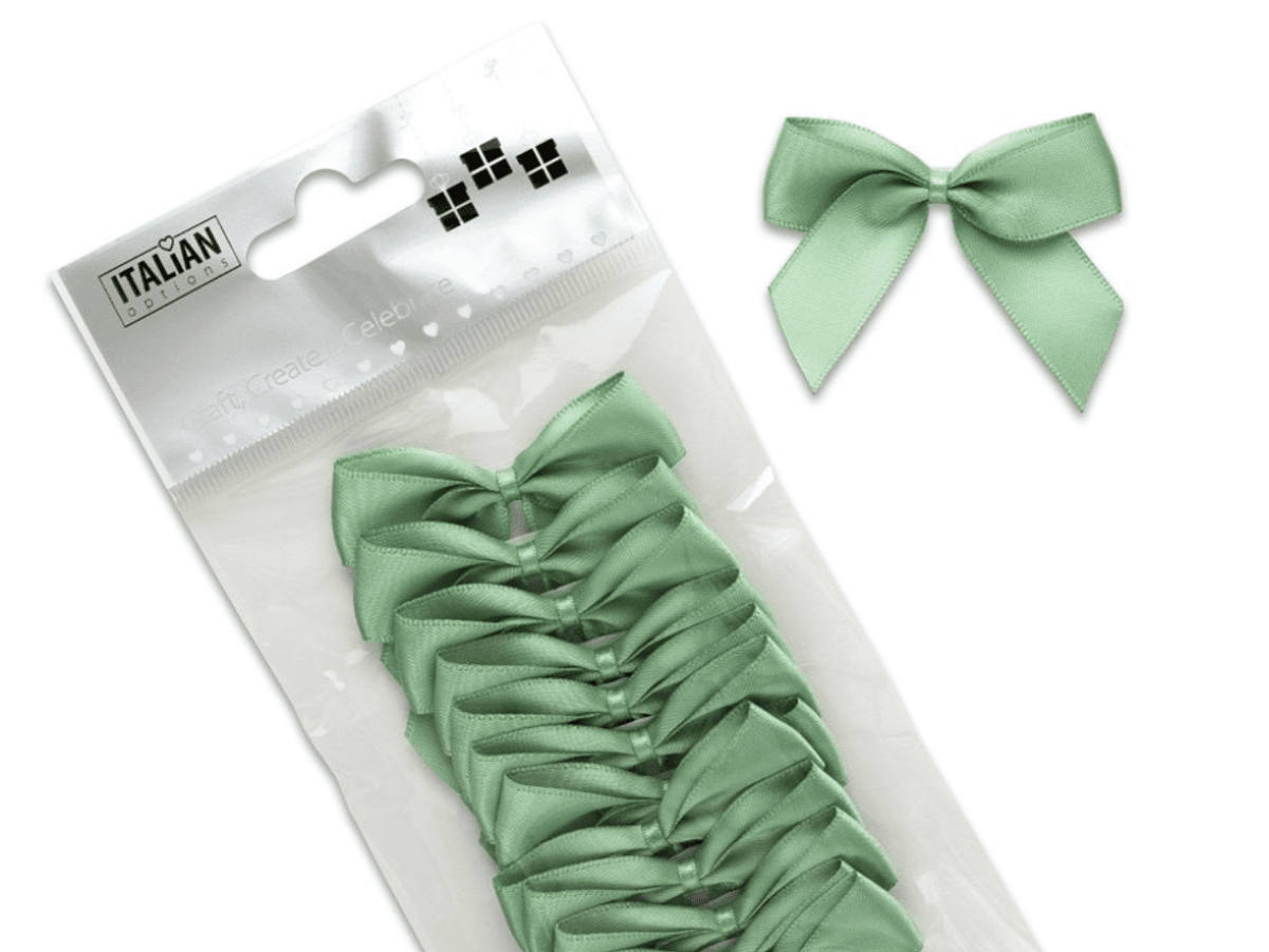Satengsløyfe selvklebende sage green 12 pk