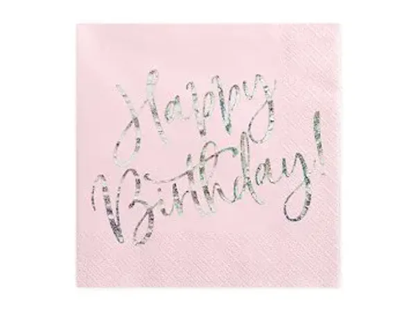 Hovedbilde Servietter Happy Birthday Rosa 20-pk